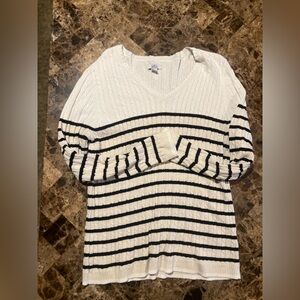 Croft & Barrow White and Black Striped Sweater